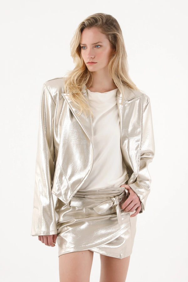 Falda con efecto metalizado para mujer