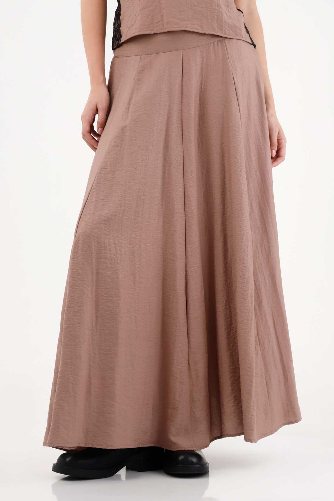 Long Satin Skirt in Brown for Women