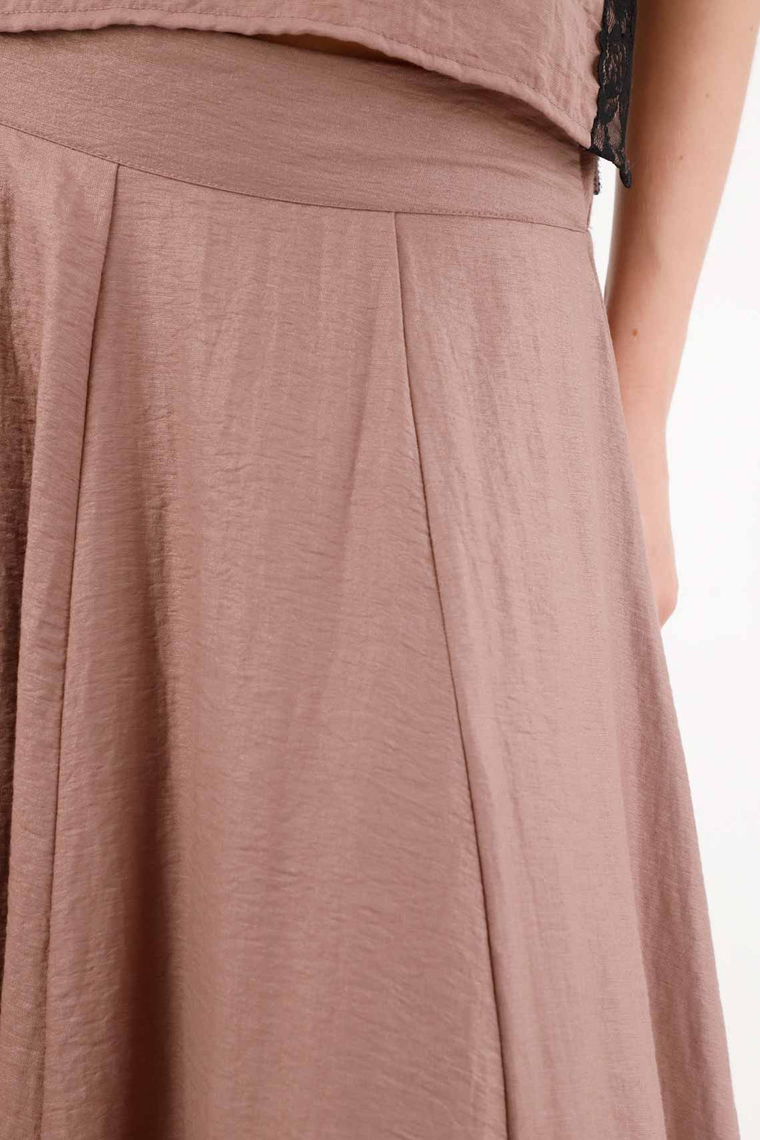Long Satin Skirt in Brown for Women