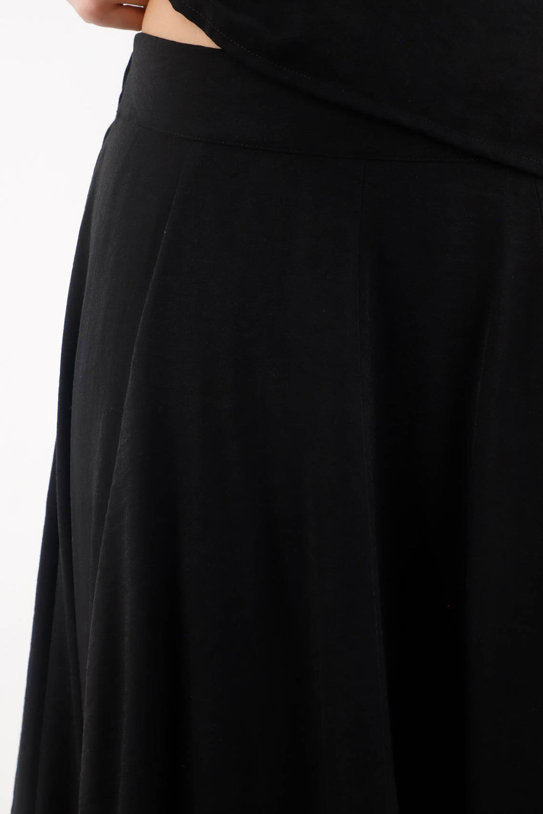 Black Satin Maxi Skirt for Women