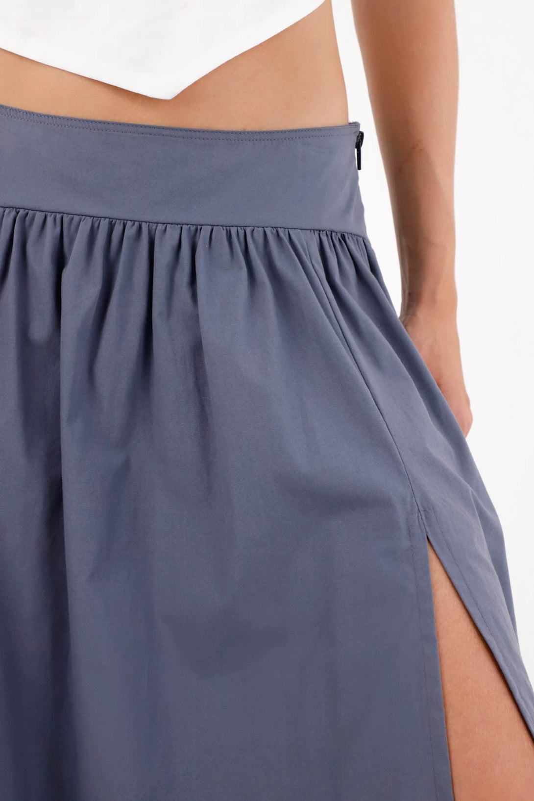 Long Skirt with Front Slits in Gray for Women