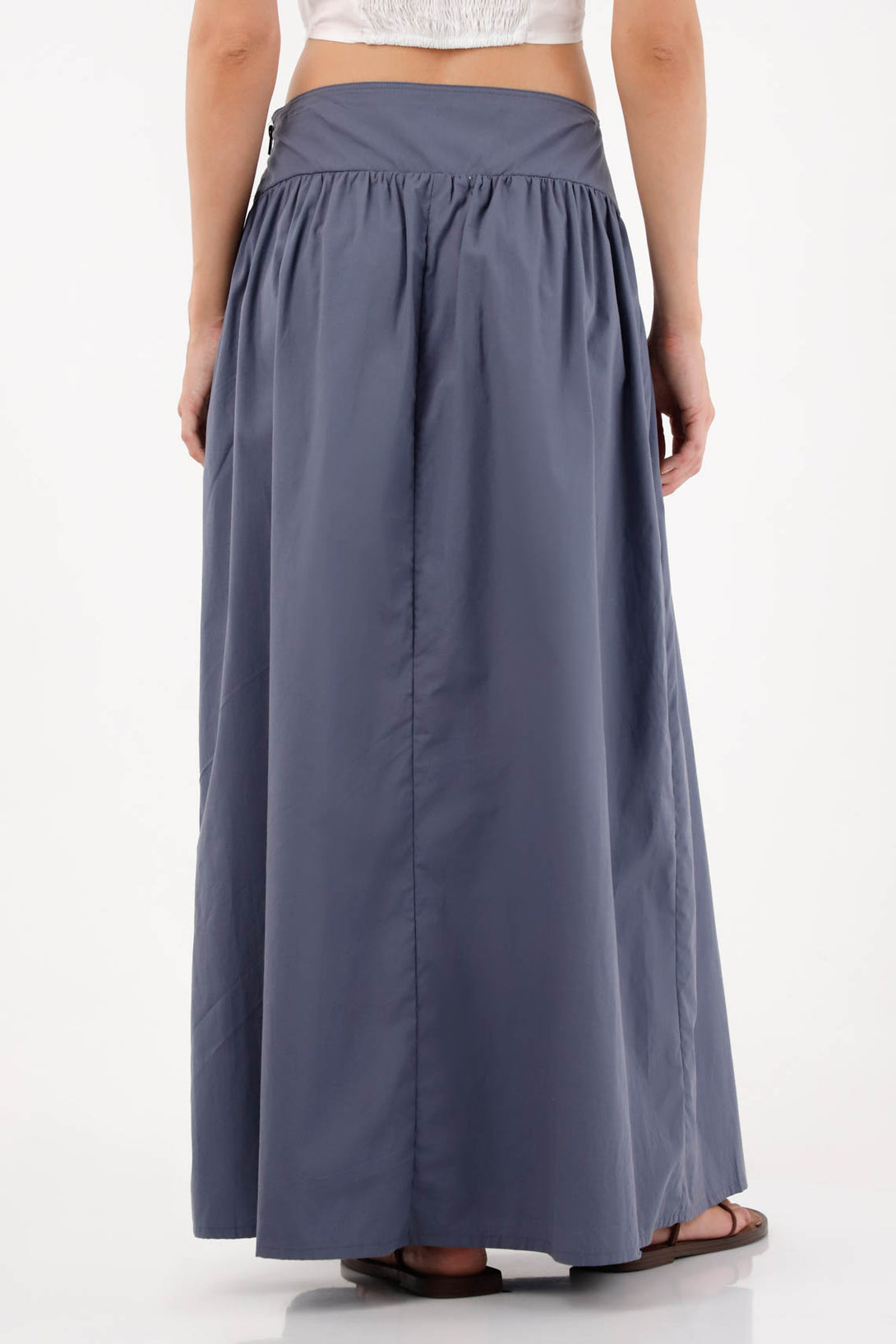 Long Skirt with Front Slits in Gray for Women