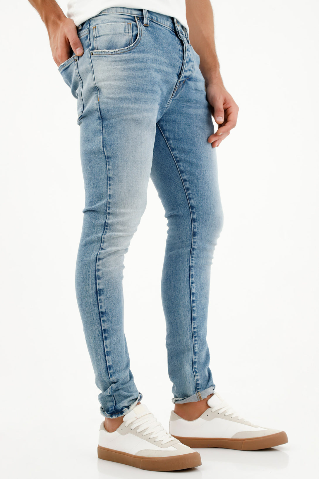 Men's Blue Five-Pocket Jeans