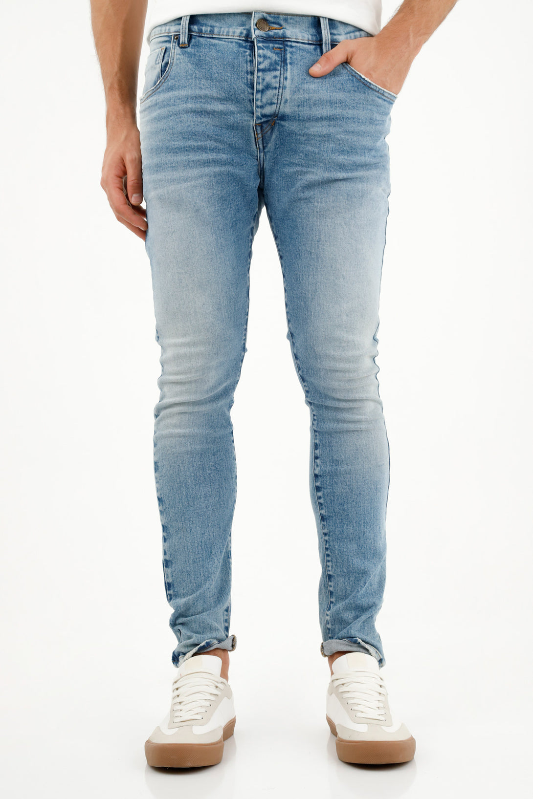 Men's Blue Five-Pocket Jeans