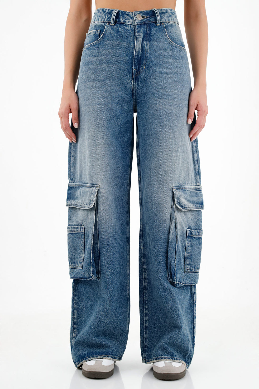 Women's Blue Cargo Jeans