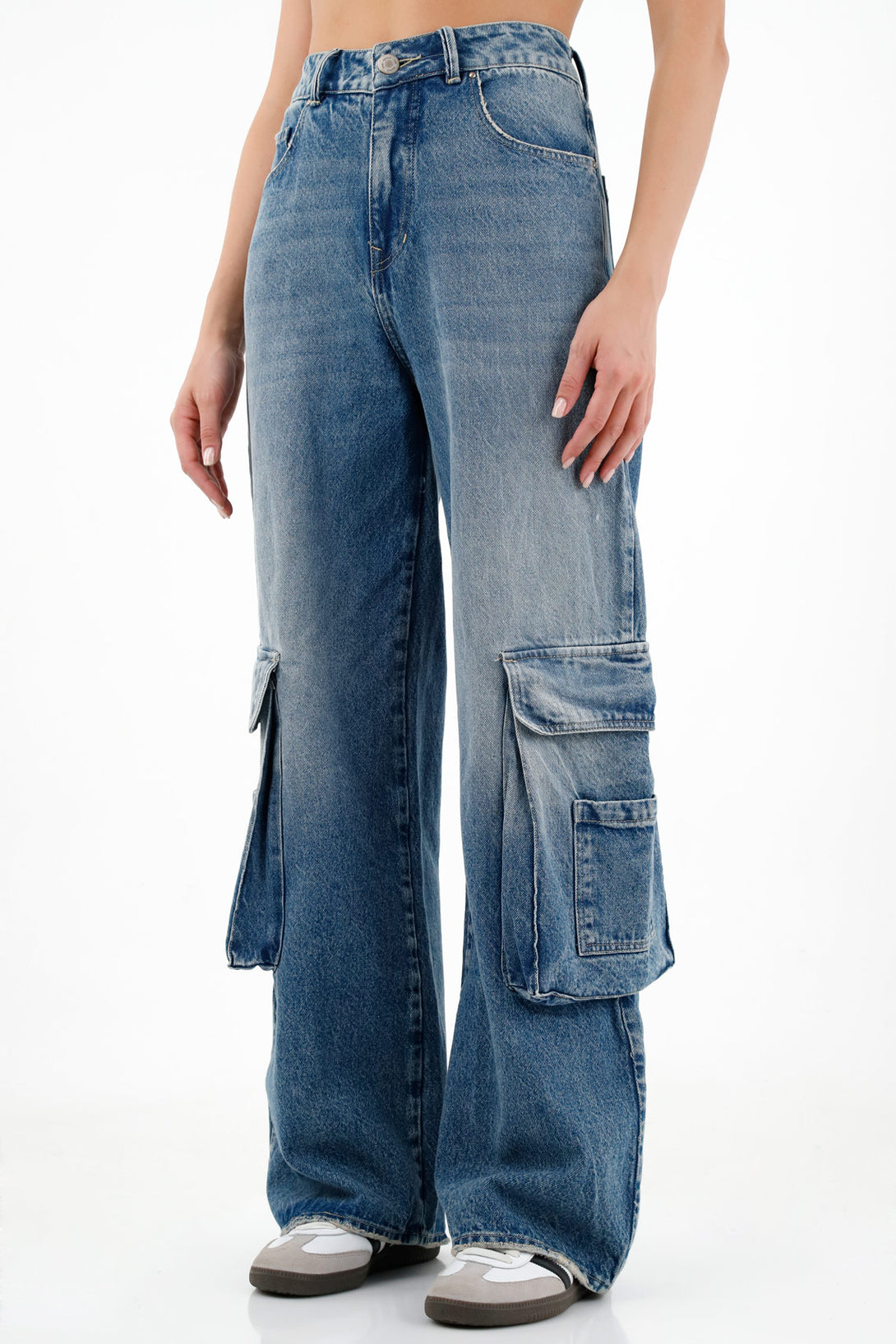 Women's Blue Cargo Jeans