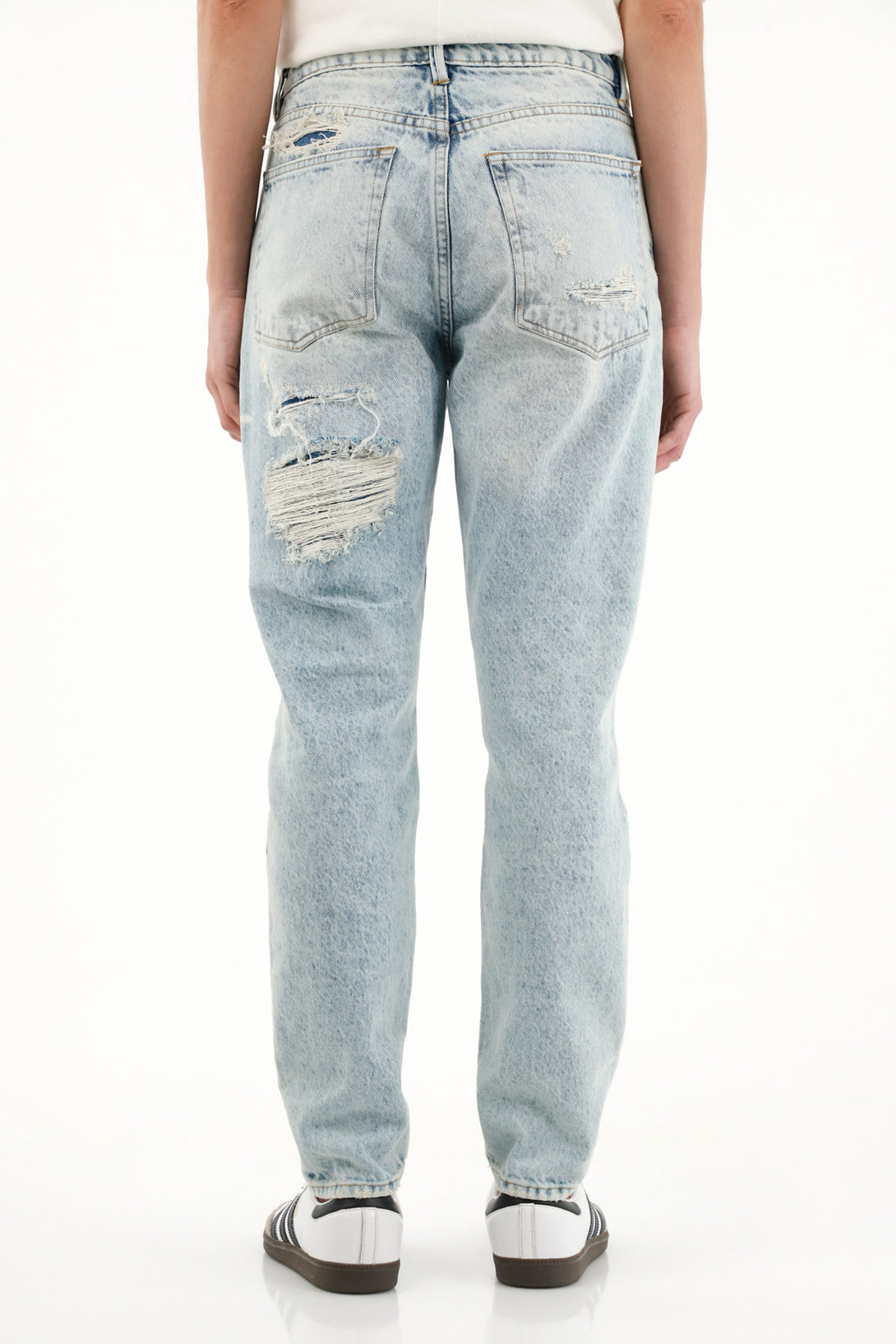 Jean mom fit azul para mujer