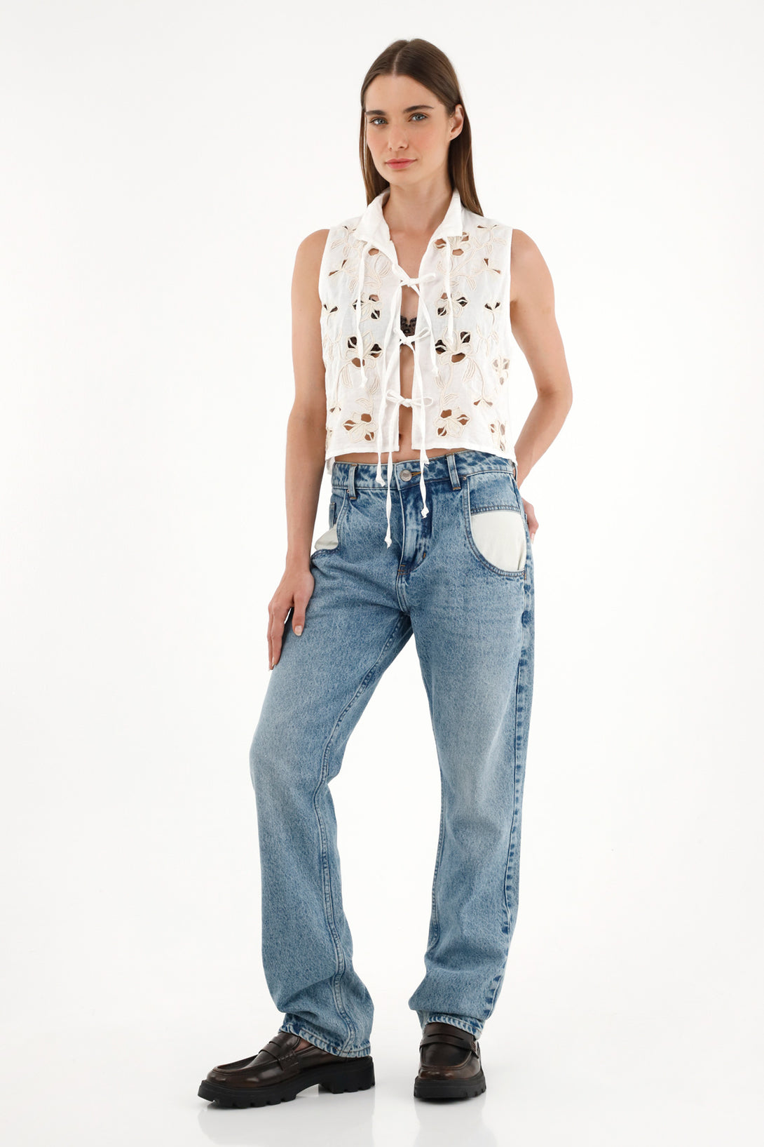 High-Waisted Straight Leg Jeans for Women in Blue