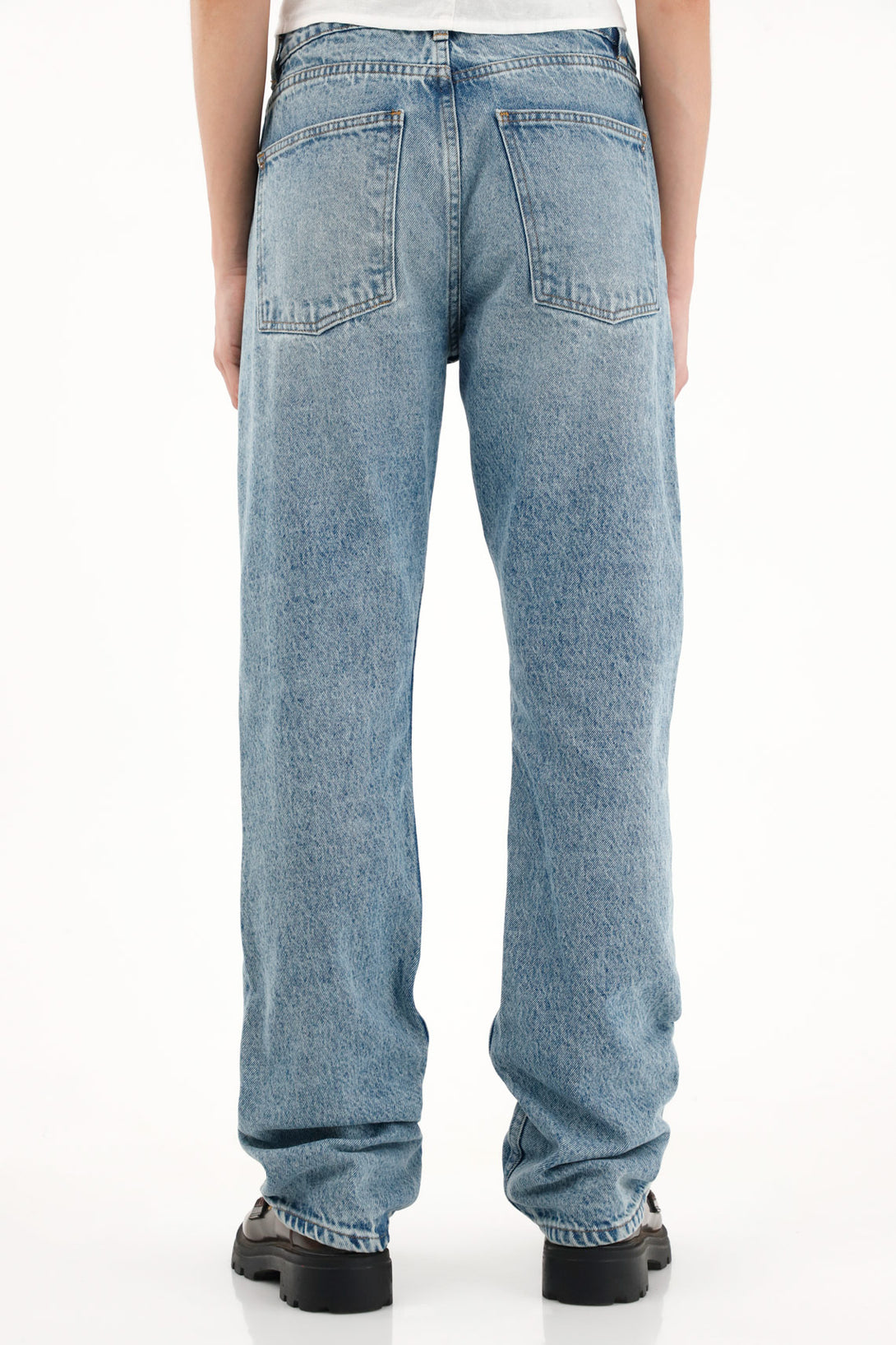 High-Waisted Straight Leg Jeans for Women in Blue
