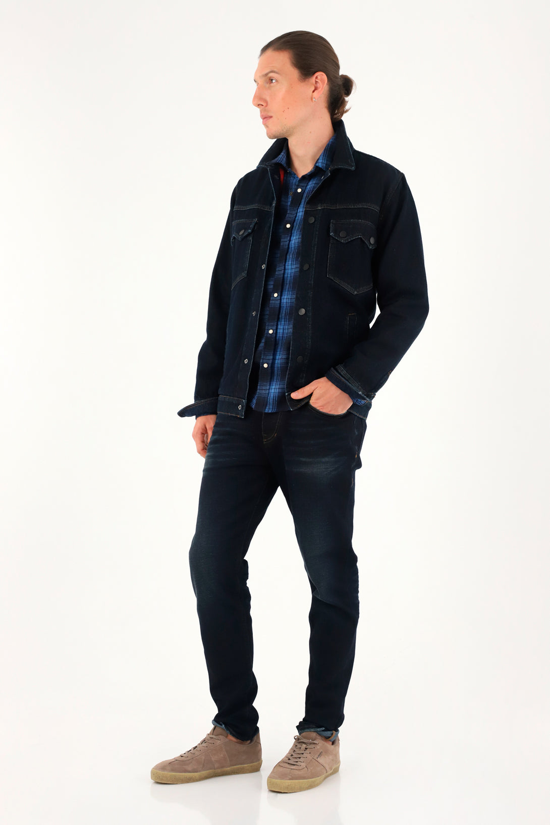 Men's Dark Tone Super Skinny Blue Jeans