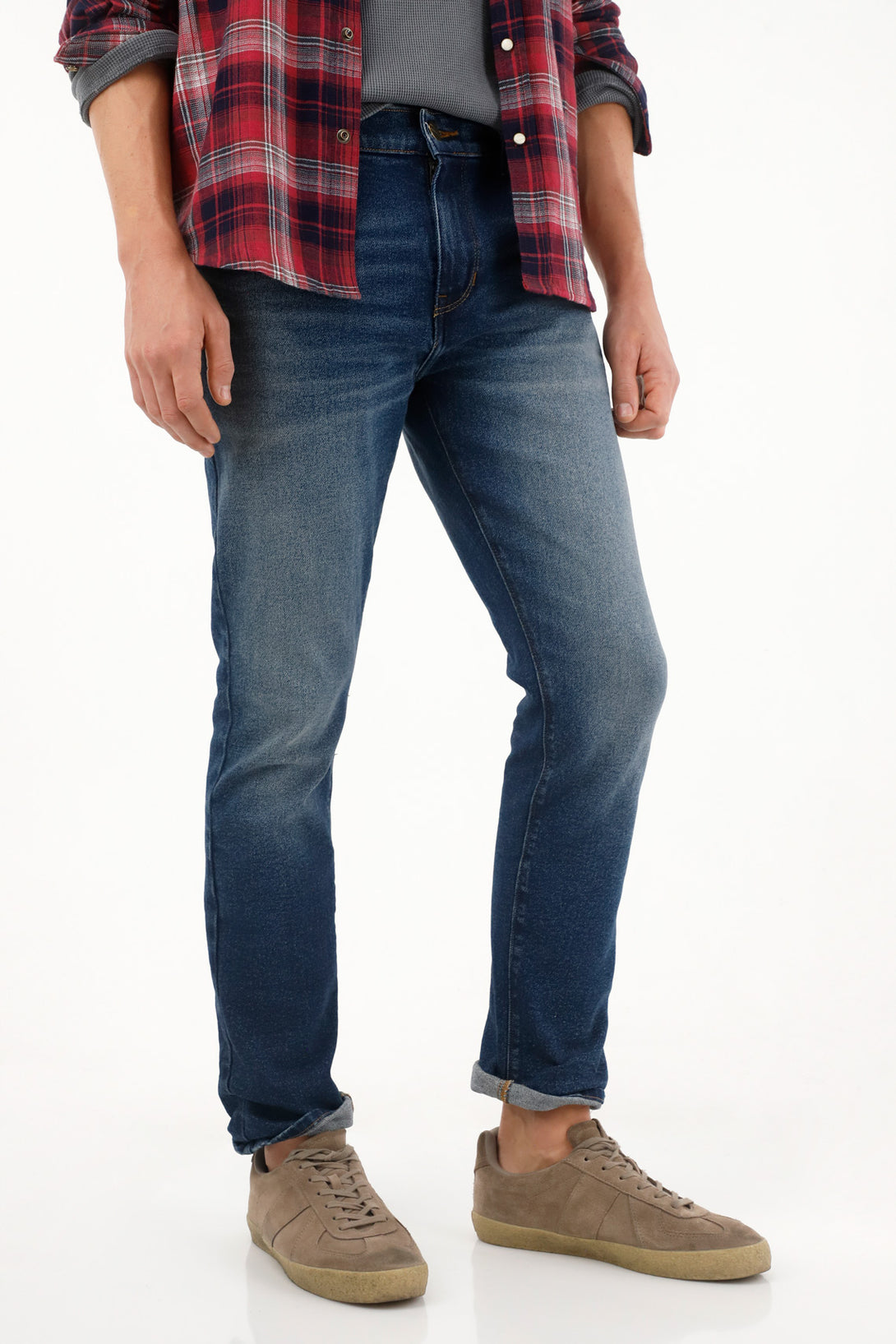 Jean Nudy tiro medio con arrugas 3D para hombre