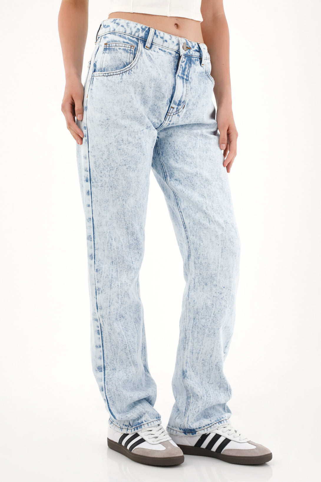 High-Waisted Distressed Straight Jeans for Women