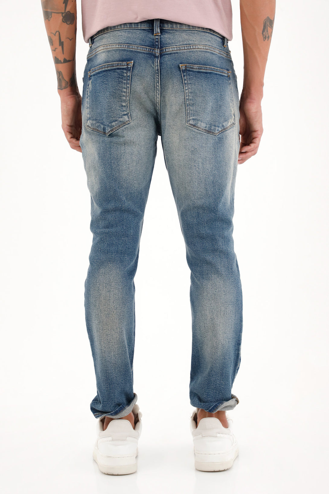 Medium Rise Blue Skinny Jeans for Men