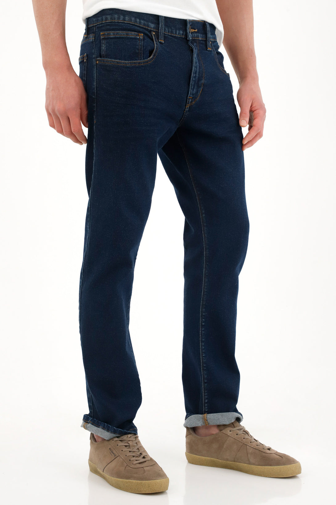 Jean Recto de tiro medio azul oscuro para hombre