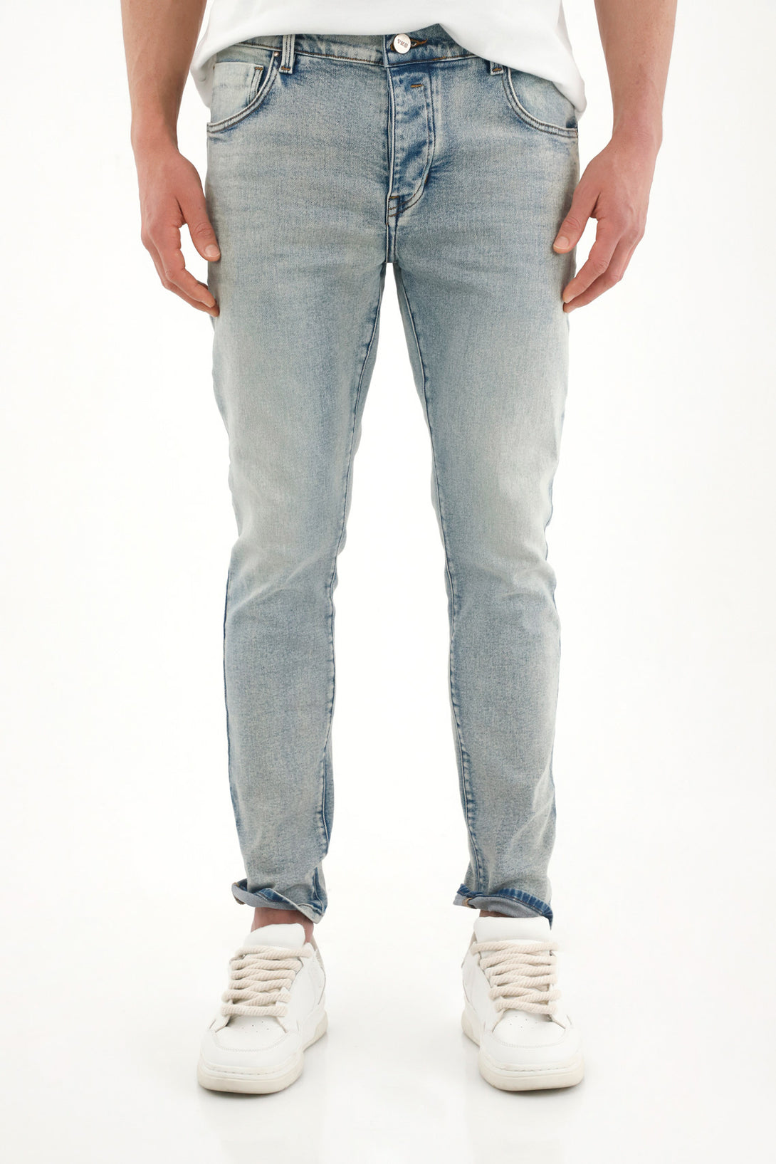 Men's Light Wash Mid-Rise Skinny Jeans
