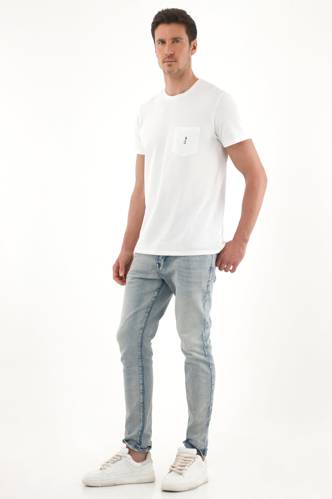 Men's Light Wash Mid-Rise Skinny Jeans