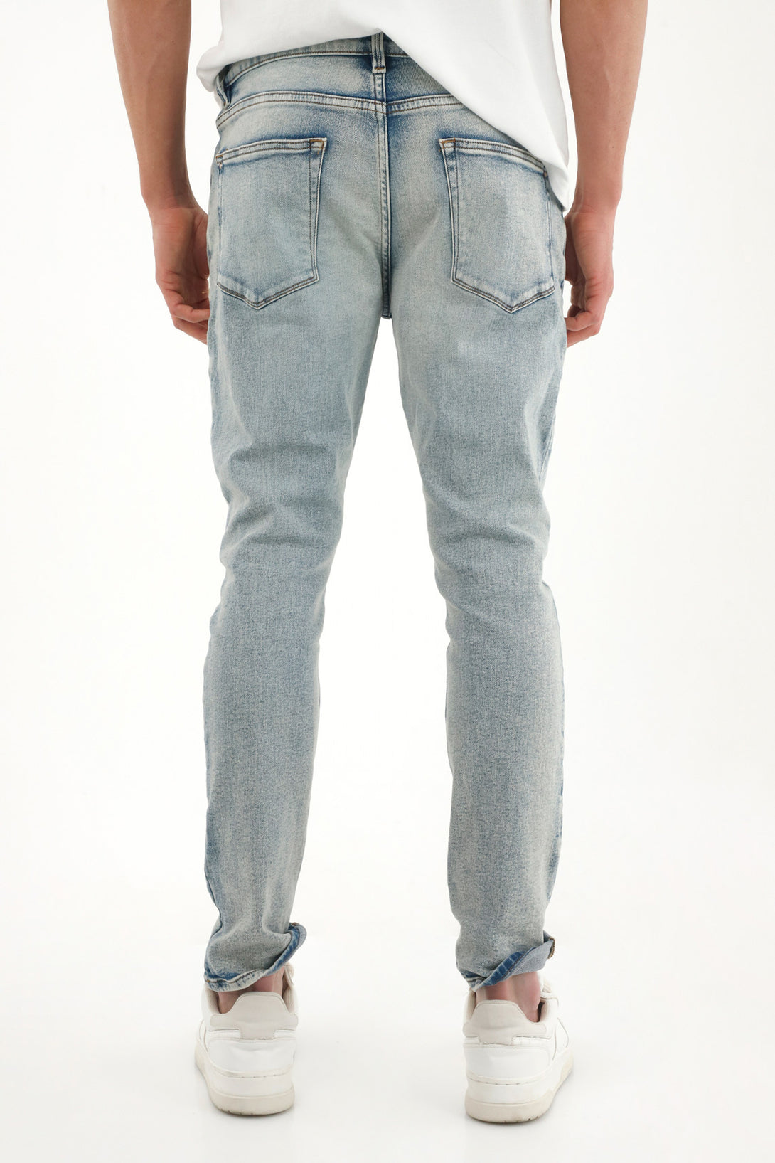 Men's Light Wash Mid-Rise Skinny Jeans