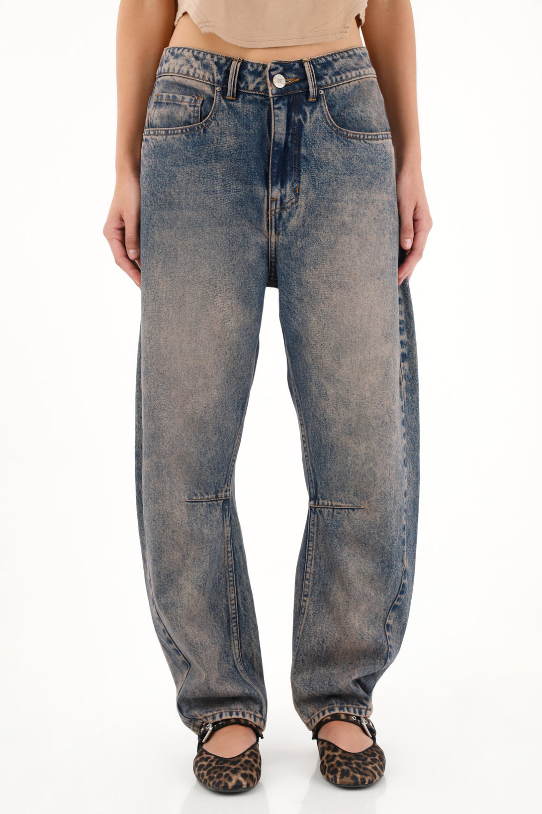 Women's Low Rise Horseshoe Jeans with Heavy Distressing