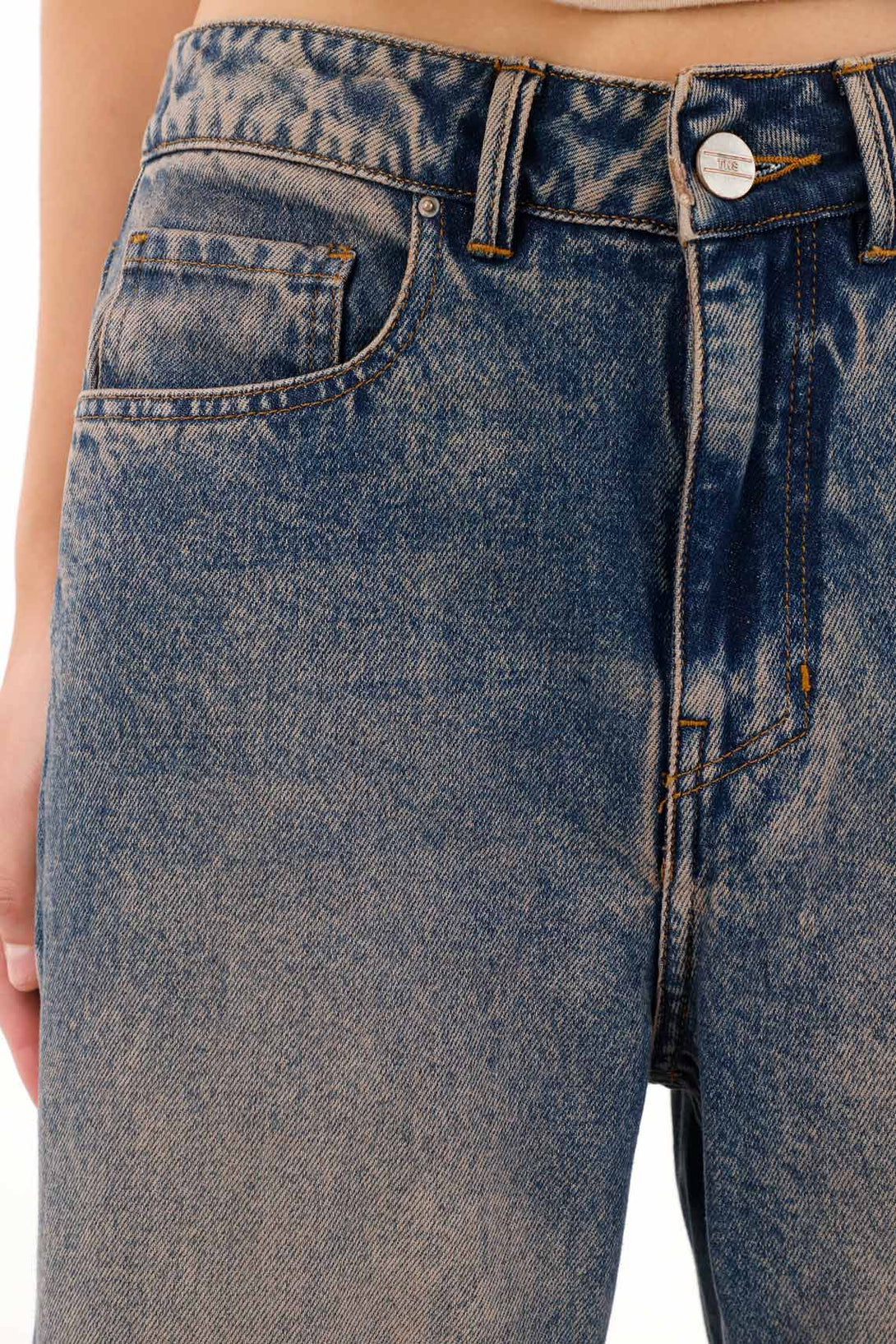 Women's Low Rise Horseshoe Jeans with Heavy Distressing