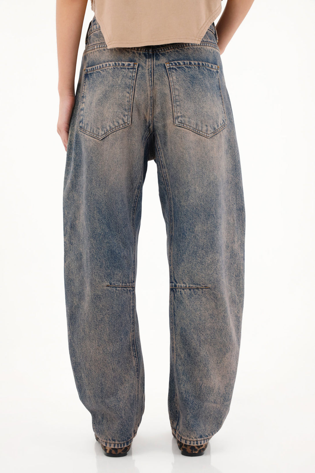 Women's Low Rise Horseshoe Jeans with Heavy Distressing