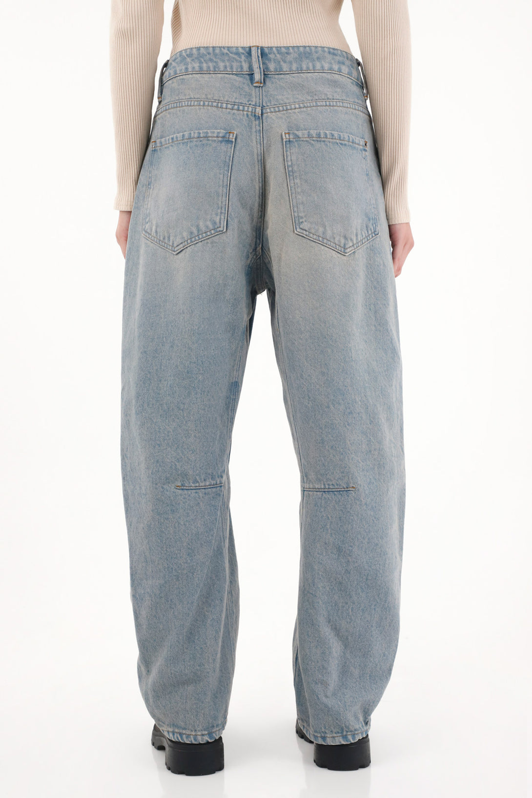 Jean Horseshoe de tiro bajo azul para mujer