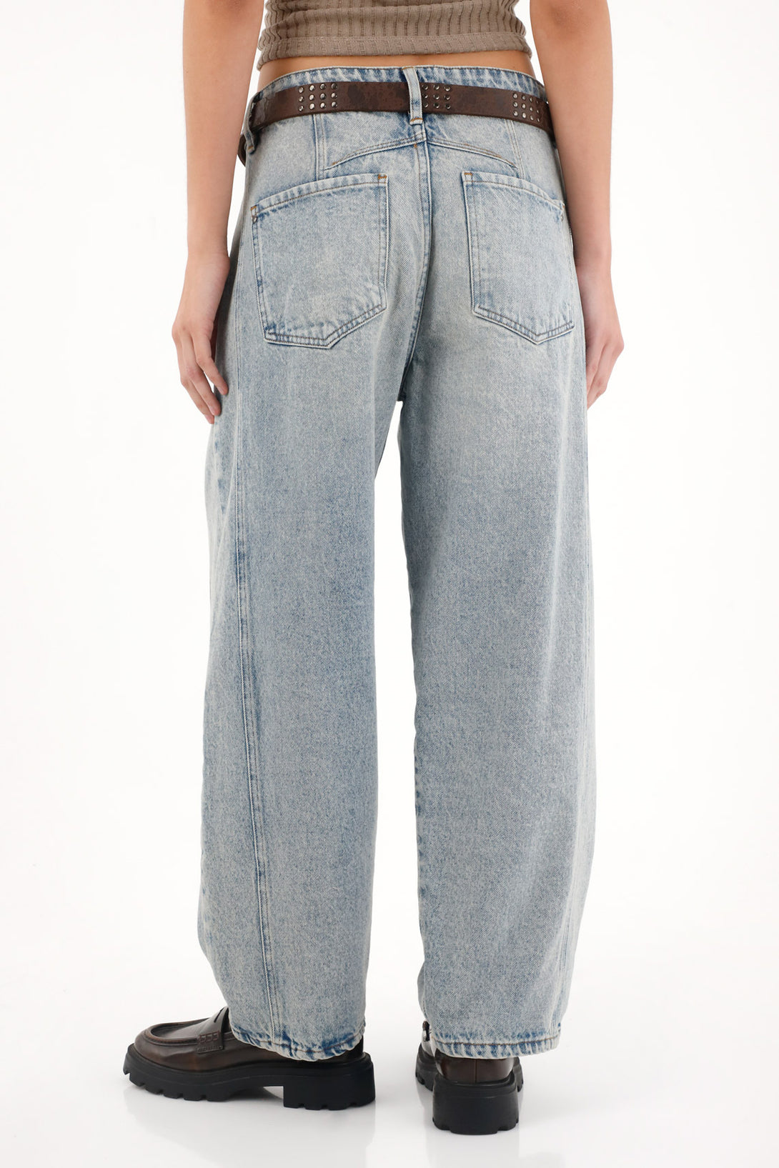 Jean Horseshoe de tiro bajo azul para mujer