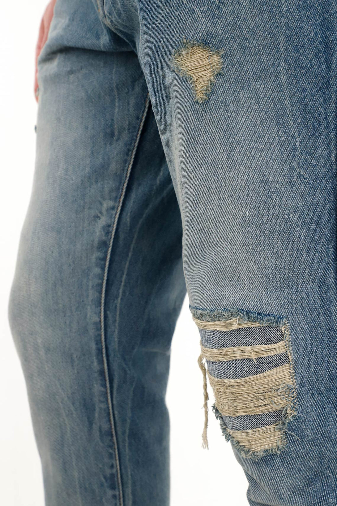 Classic Mid-Rise Jeans with Distressed Details and Back Embroidery for Men