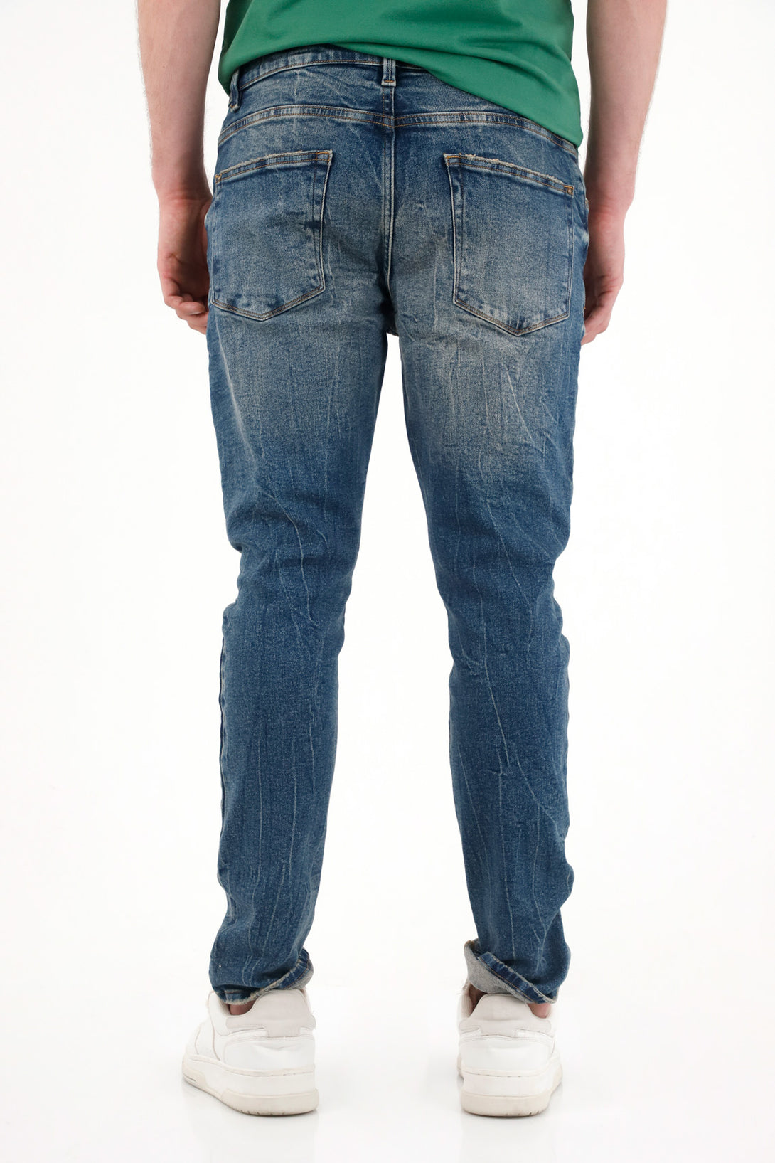Jean Skinny tiro medio con efecto craquelado para hombre