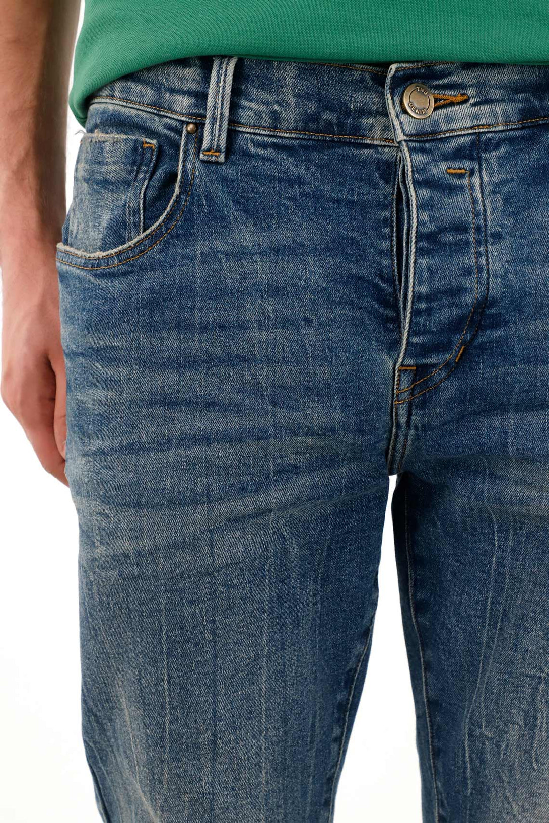 Jean Skinny tiro medio con efecto craquelado para hombre