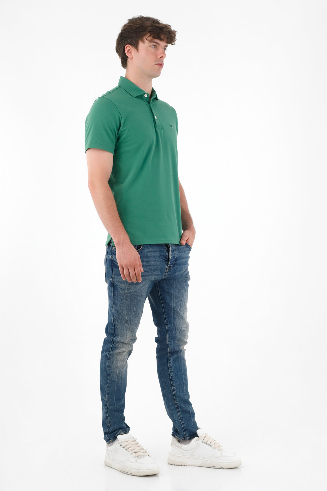 Jean Skinny tiro medio con efecto craquelado para hombre