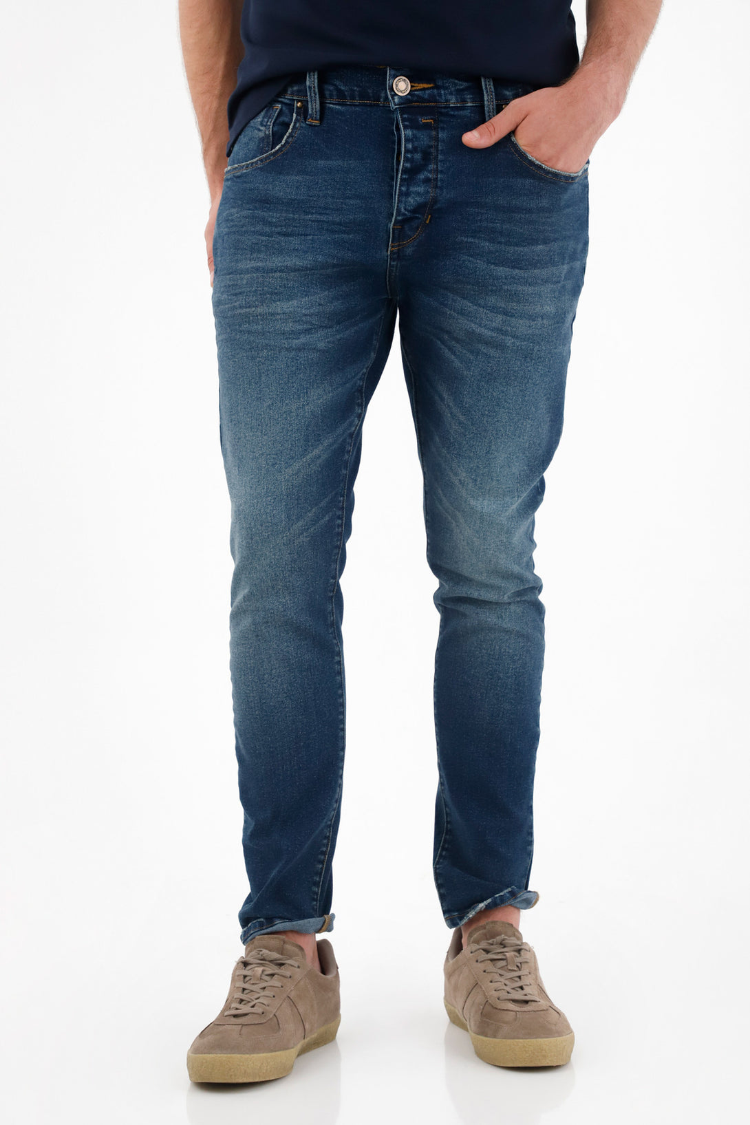 Jean Skinny tiro medio azul para hombre