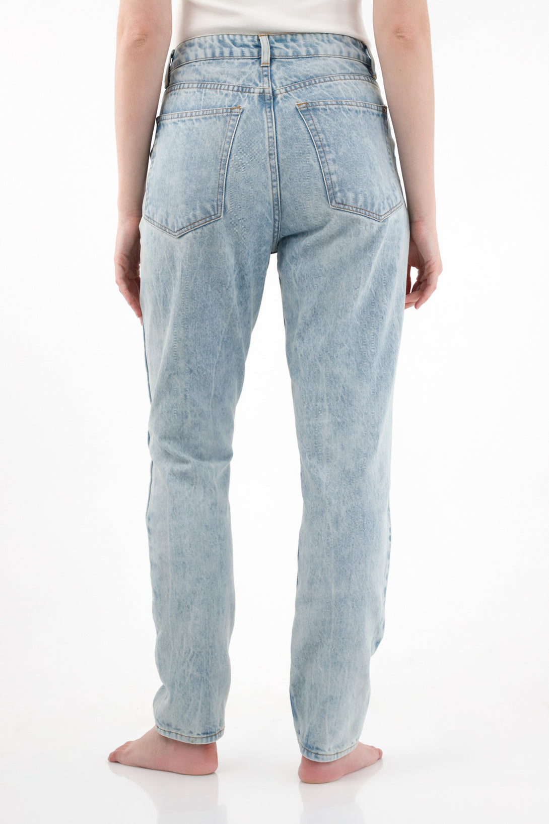 Jean Mom en 100% algodón tono claro para mujer