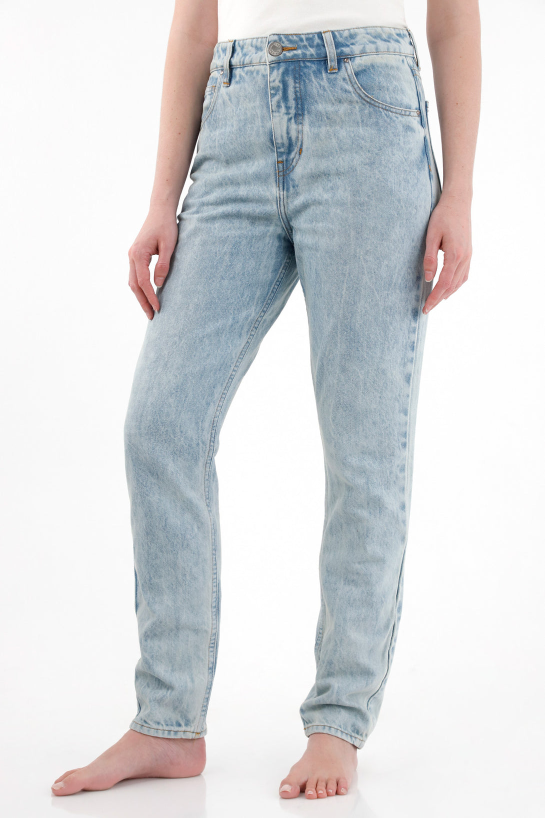 Jean Mom en 100% algodón tono claro para mujer