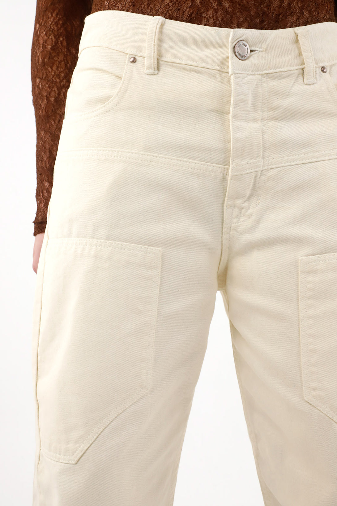 Women’s Leather Effect Balloon Jeans with Patches
