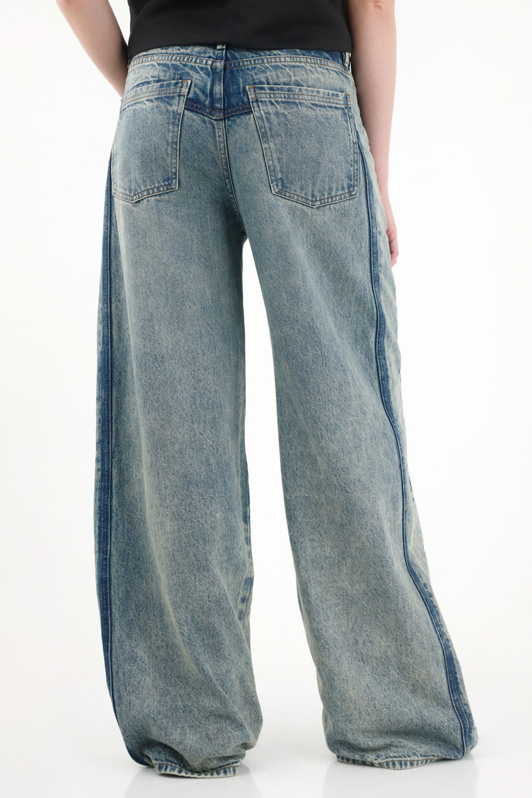 Women's Blue Wide Leg Multi-Pocket Jeans