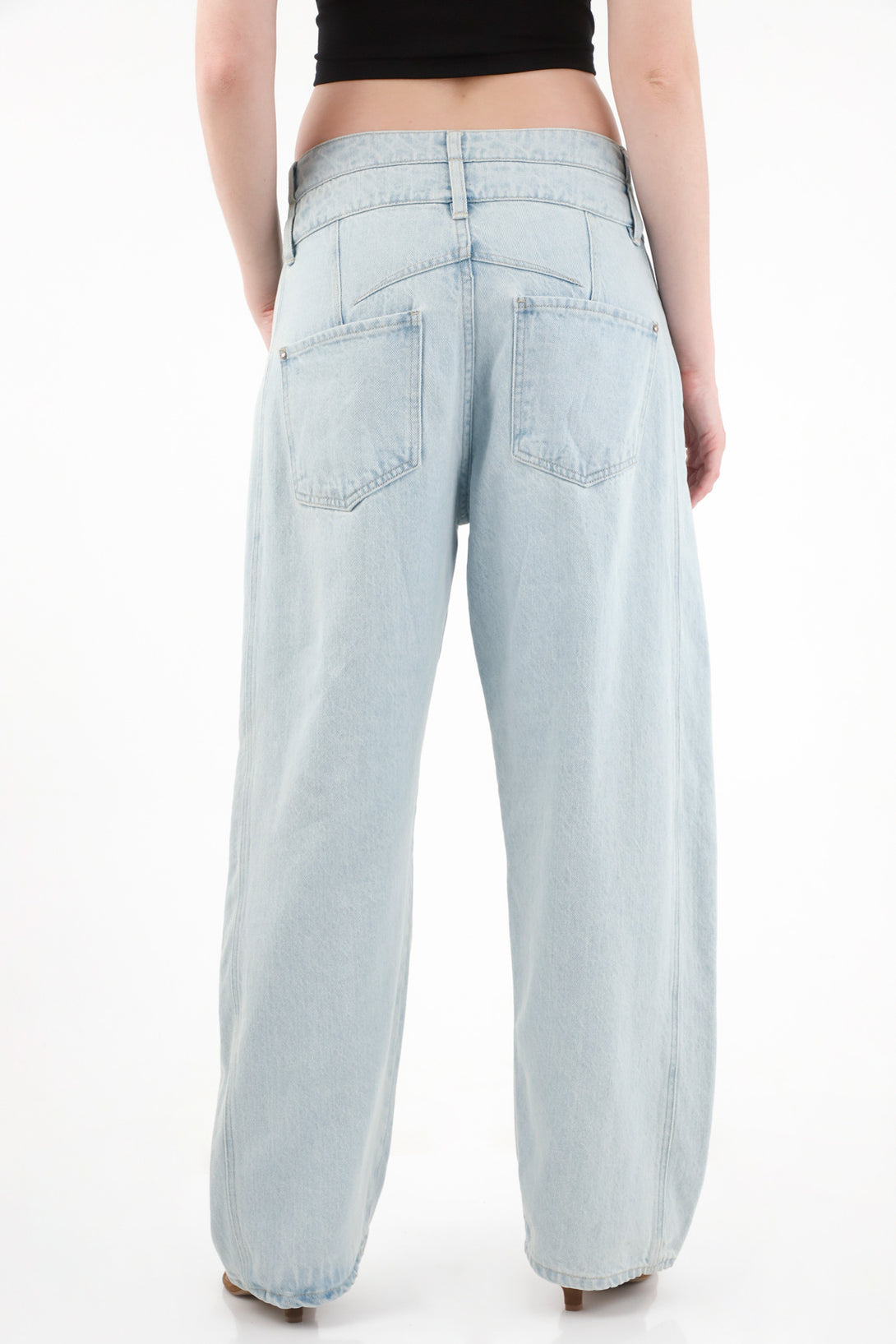 Women's Double Waist Horseshoe Jeans with Cut-Out