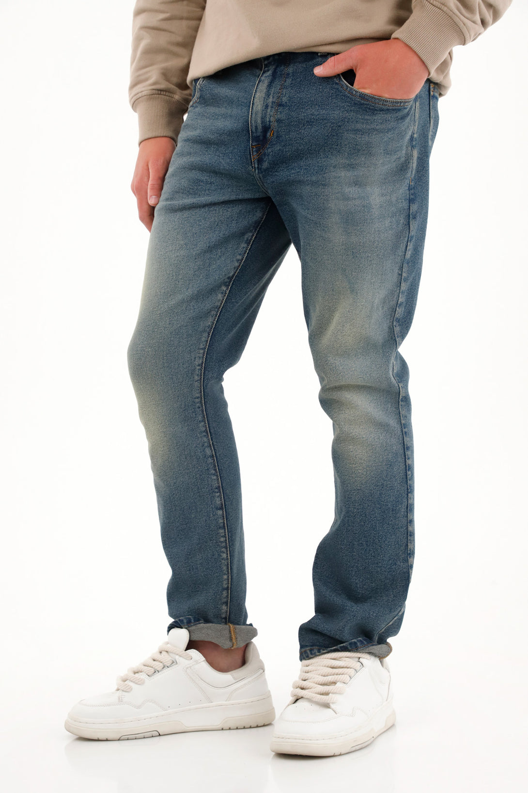 Mid-Rise Blue Nudy Jeans for Men