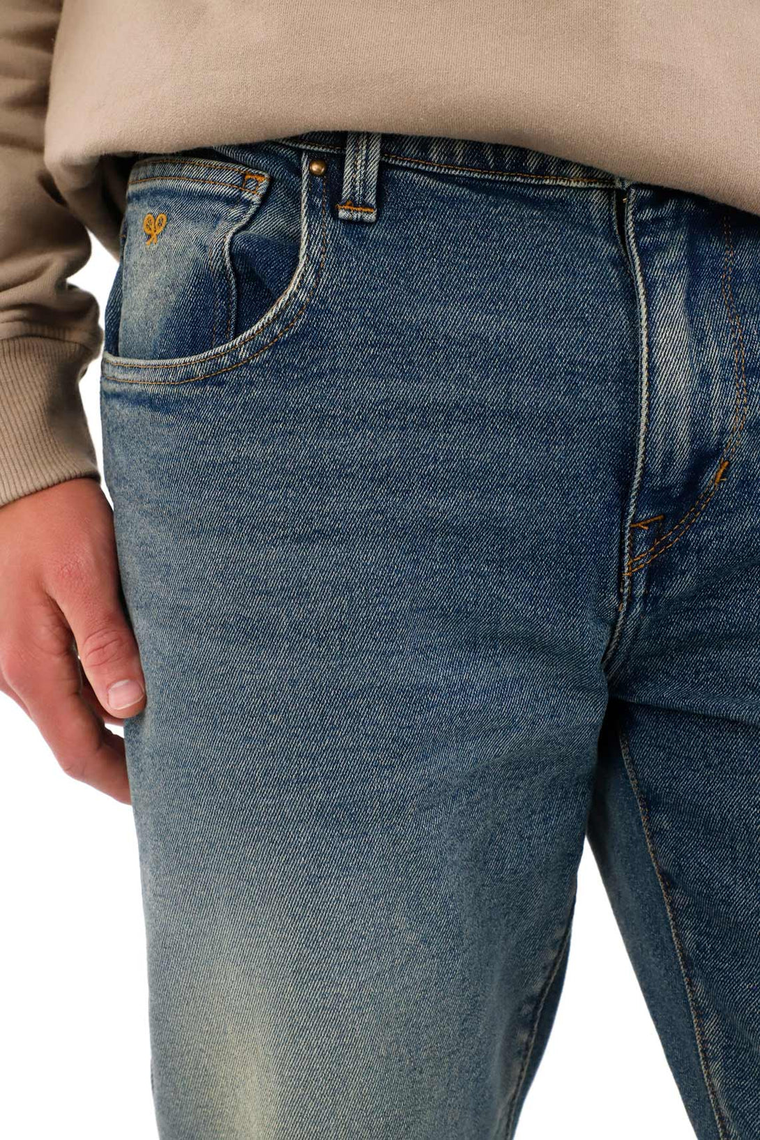 Mid-Rise Blue Nudy Jeans for Men