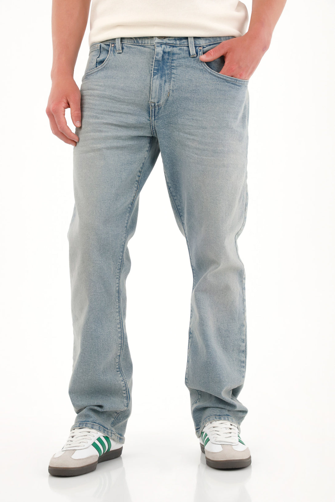 Light Blue Mid-Rise Straight Jeans for Men