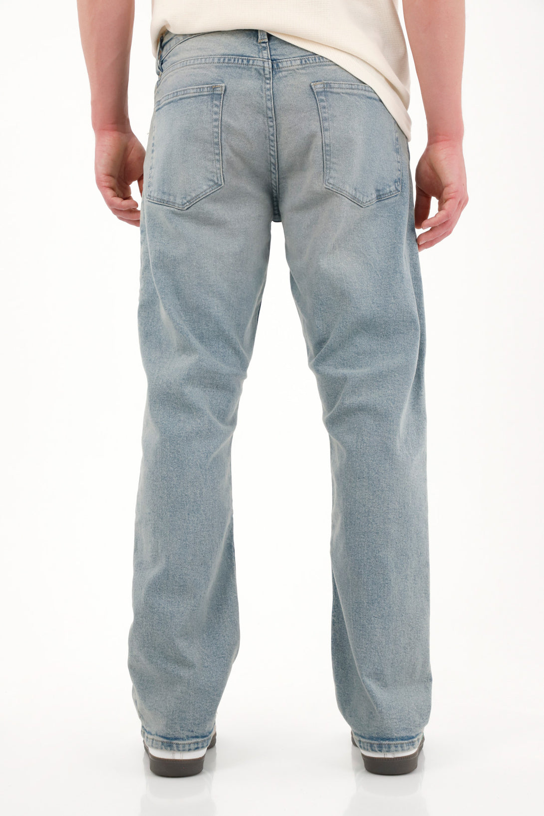 Light Blue Mid-Rise Straight Jeans for Men