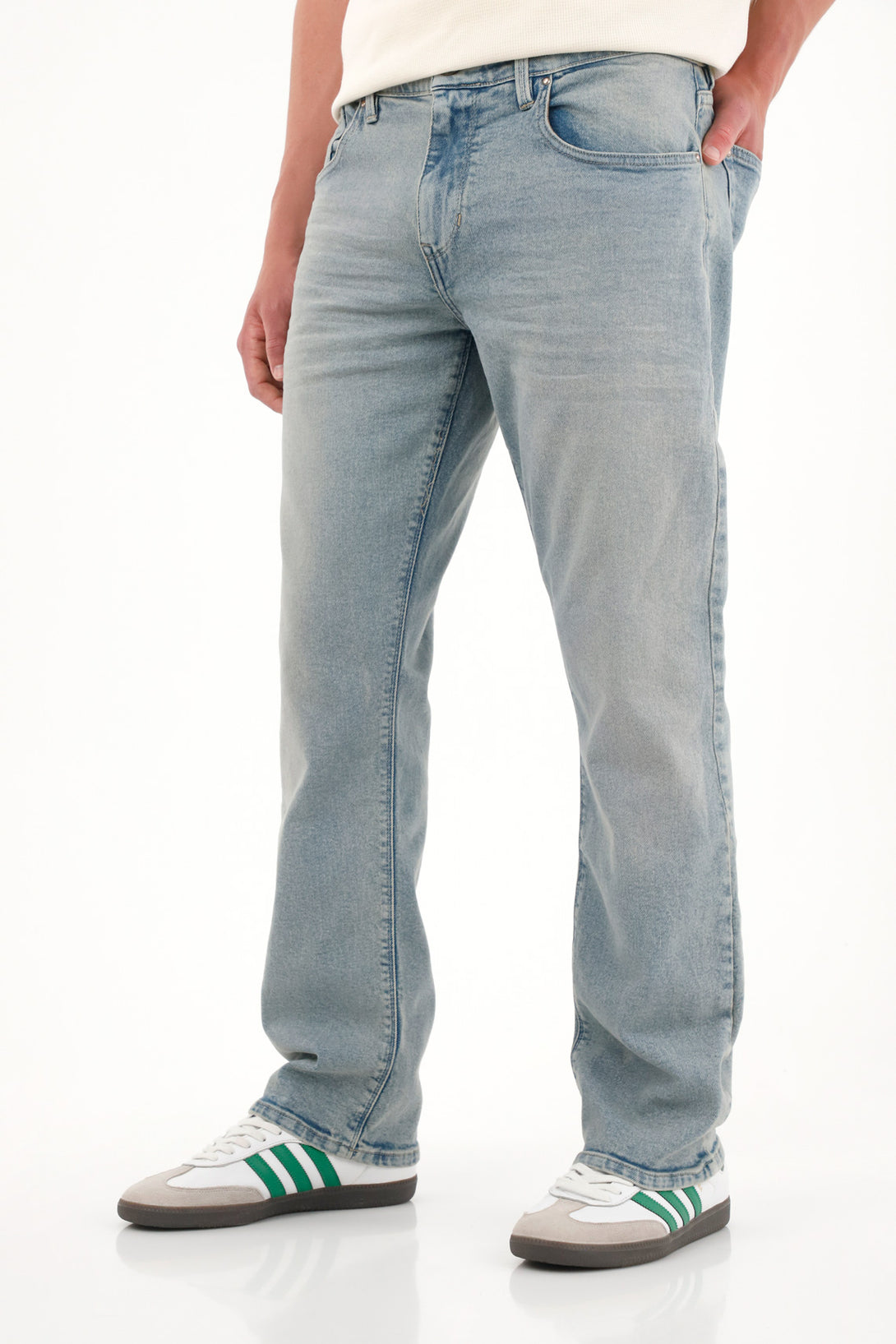 Light Blue Mid-Rise Straight Jeans for Men