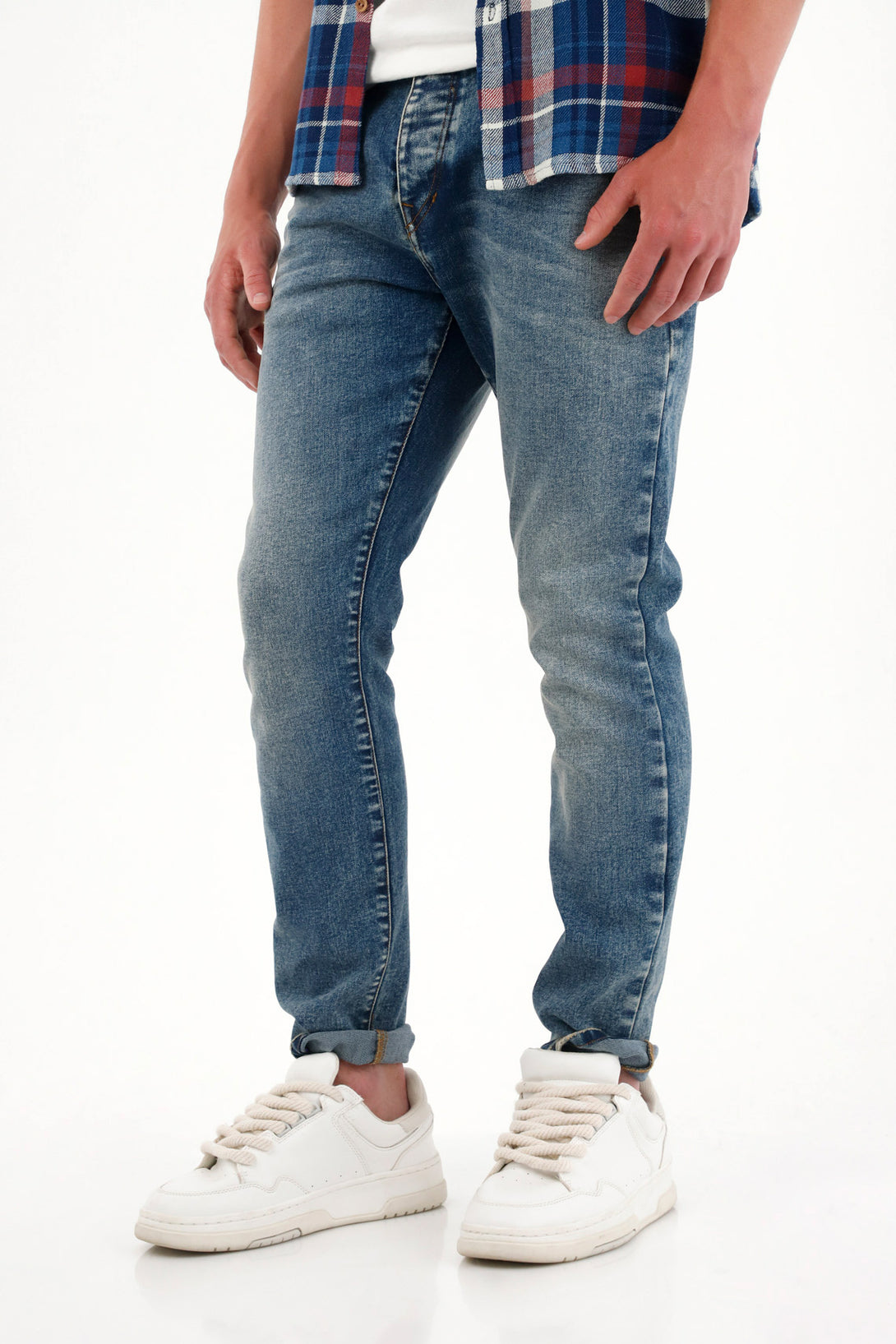 Men's Medium Rise Blue Skinny Jeans