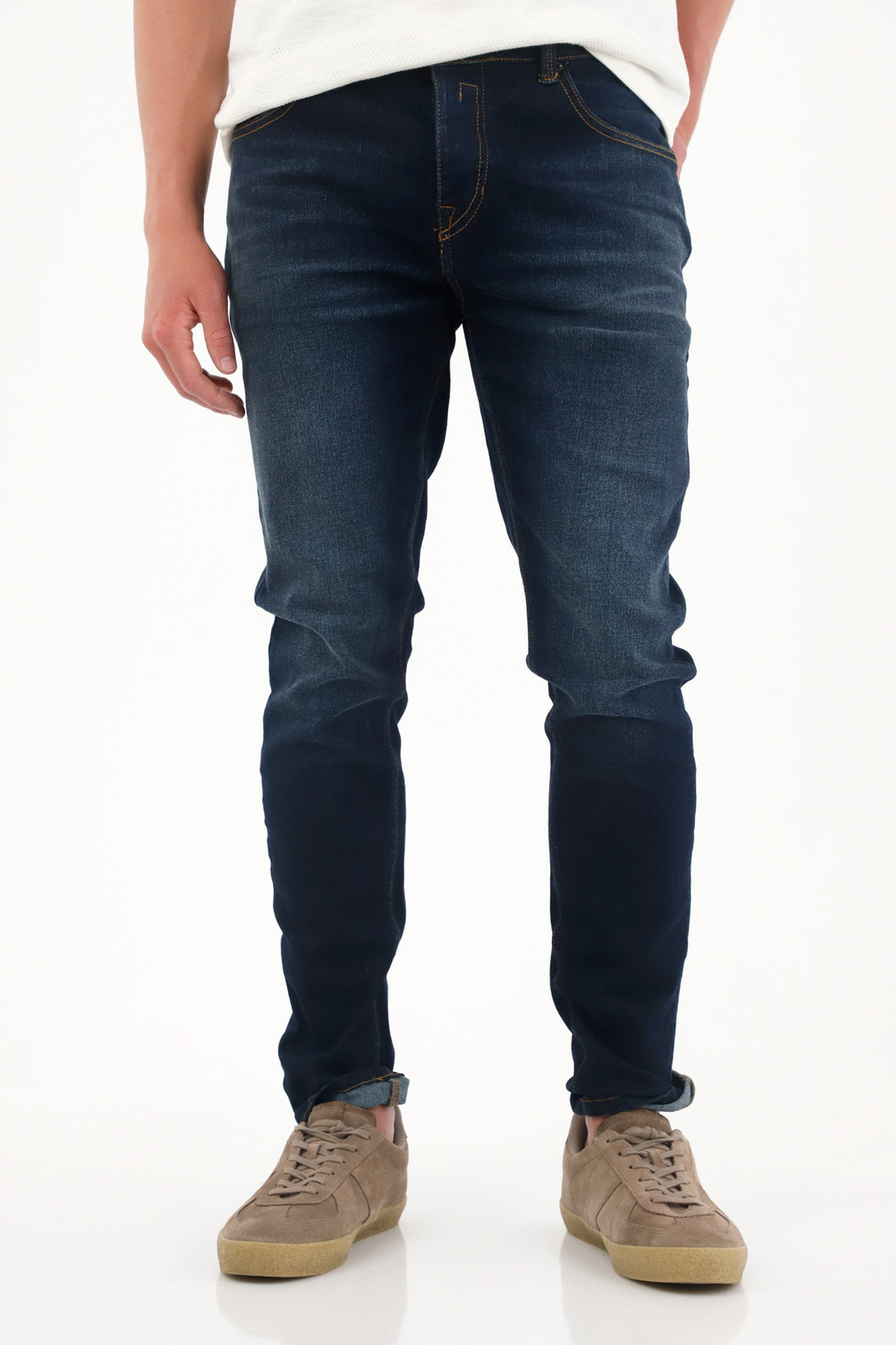 Men's Dark Blue Medium Rise Super Skinny Jeans