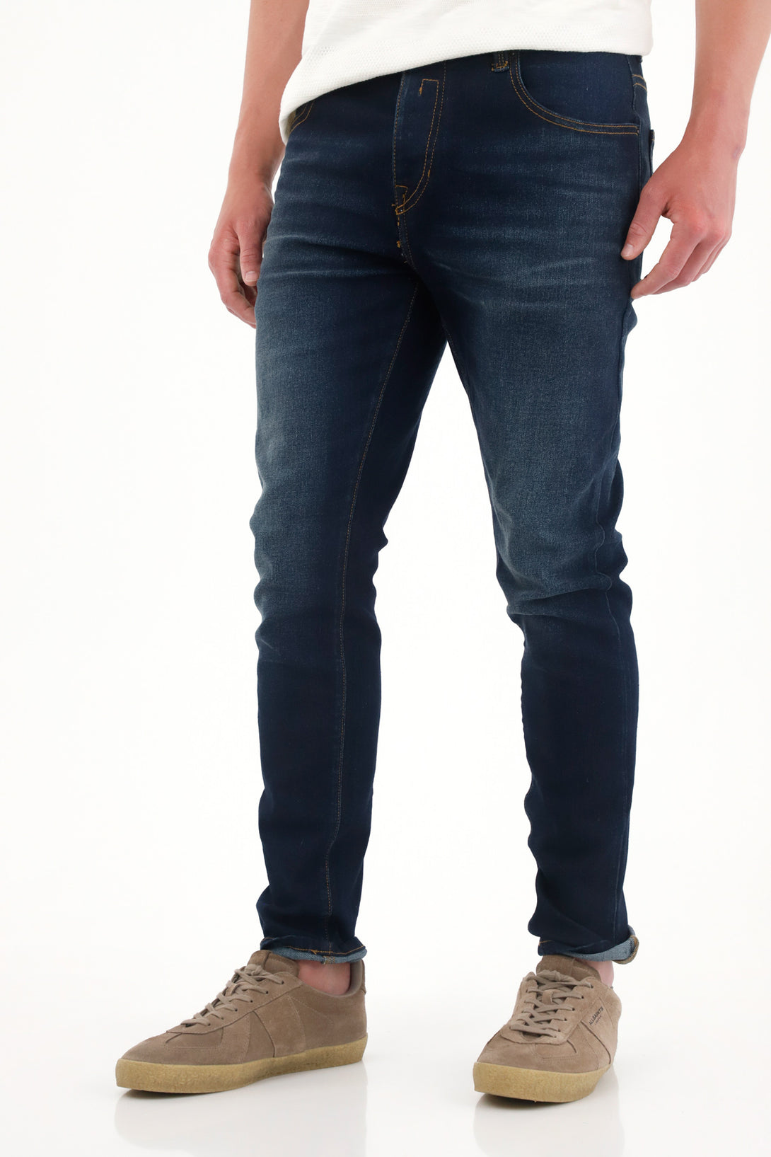 Men's Dark Blue Medium Rise Super Skinny Jeans