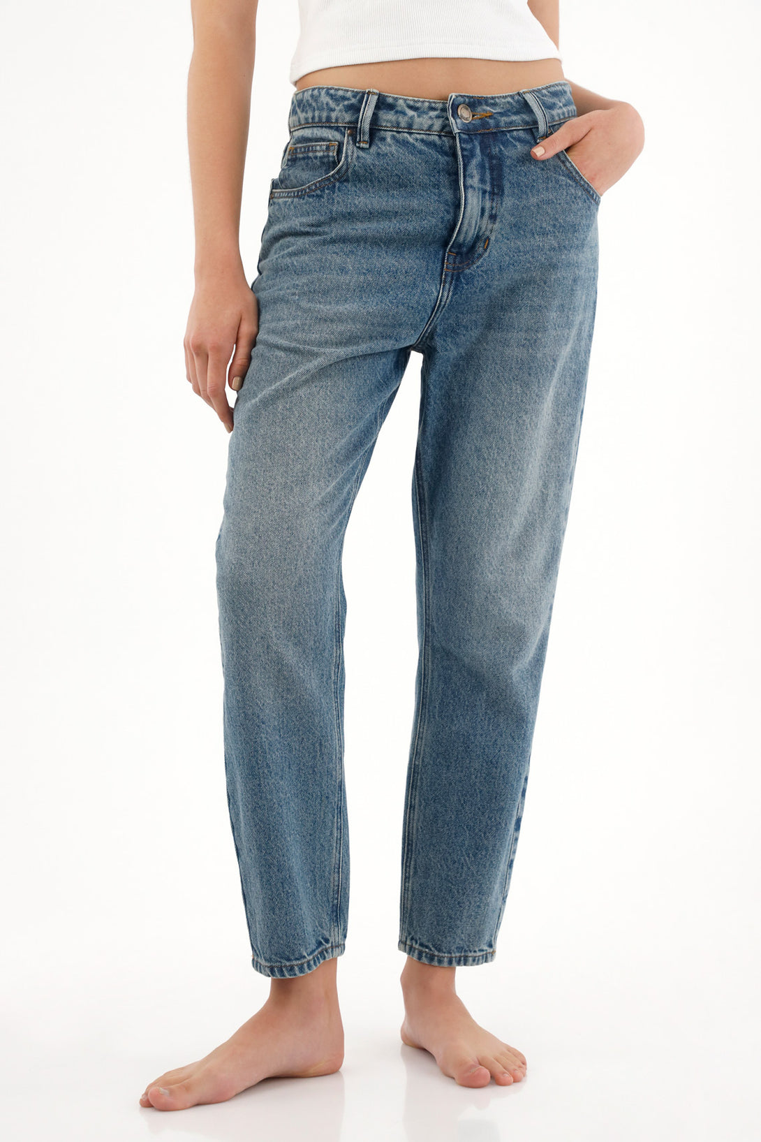 High-Waisted Crop Mom Jeans for Women