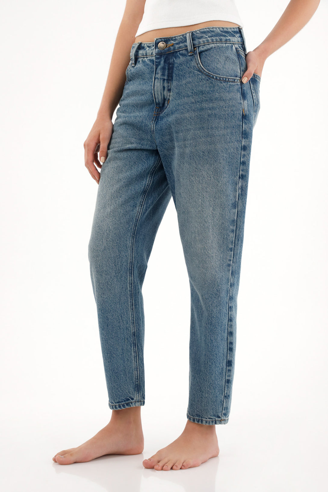 High-Waisted Crop Mom Jeans for Women