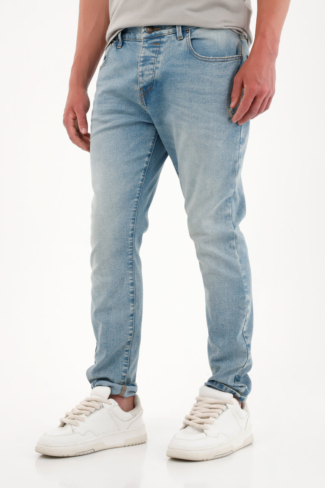 Jean Skinny con desgastes azul medio para hombre