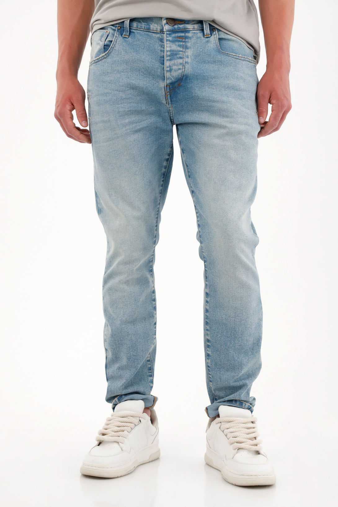 Jean Skinny con desgastes azul medio para hombre