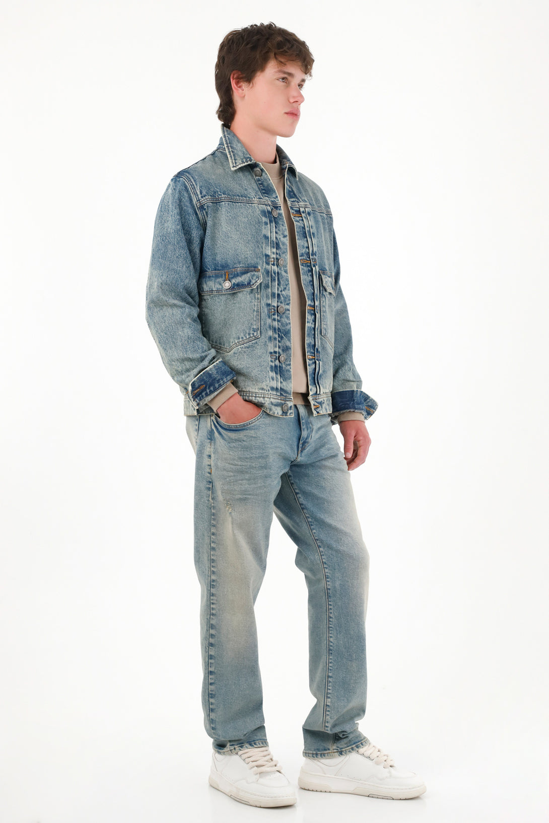 Jean Recto con dirty azul claro para hombre