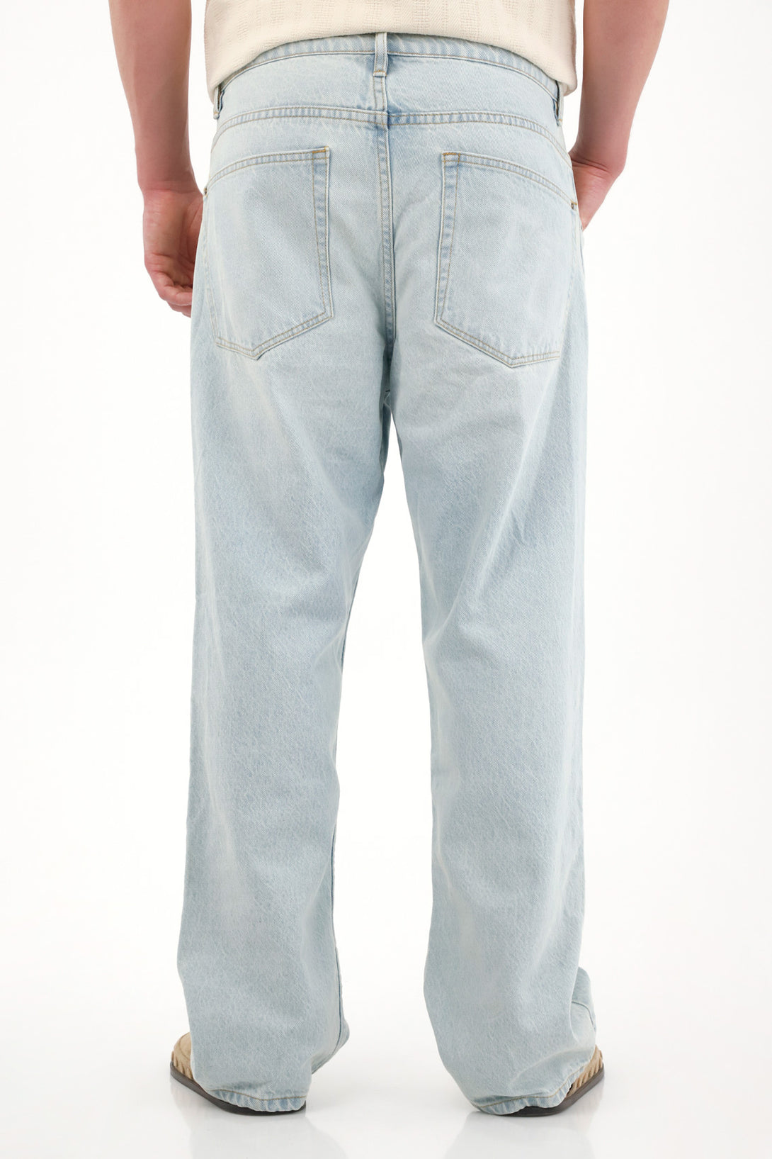 Men's Light Blue Mid-Rise Loose Fit Jeans